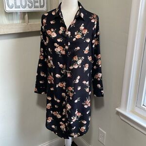 Forever 21 Floral Button Down Tunic Roses NWOT